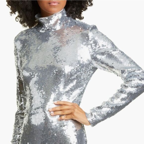NWT Veronica Beard Silver Sequins Nila MIDI Dress Size 8 Revolve - Picture 3 of 16